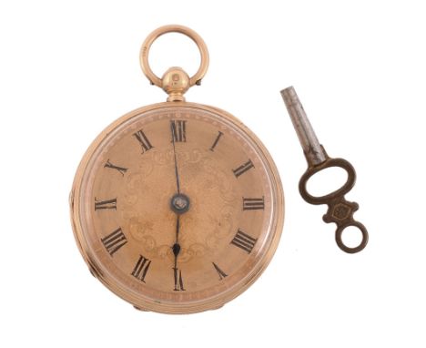 An 18 carat gold half hunter pocket watch, no. 61164, hallmarked Chester 1908, three quarter plate lever movement, bimetallic