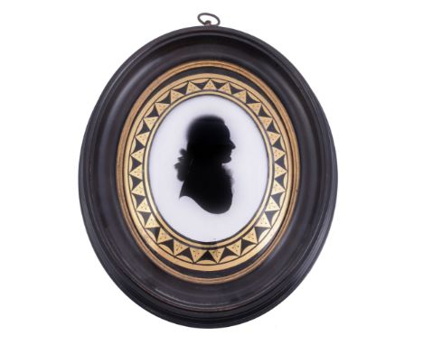  John Miers (British, circa 1758-1821) Silhouette portrait of a gentleman to the right Painted on plaster 8.7cm (3 1/2in) hig