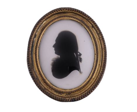  John Miers (British, circa 1758-1821) Silhouette portrait of a gentleman to the left Painted on plaster 8.7cm (3 1/2in) high