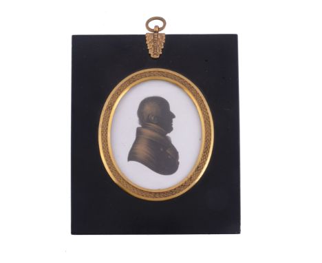  John Field (1772-1848) Silhouette portrait of a gentleman to the right Painted on plaster and bronzed 8cm (3 1/8in) high, ov