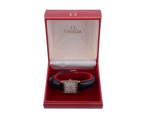  Omega, De Ville, ref. 1115071, a 9 carat gold wristwatch,   hallmarked London 1978, manual wind movement, silvered dial, app