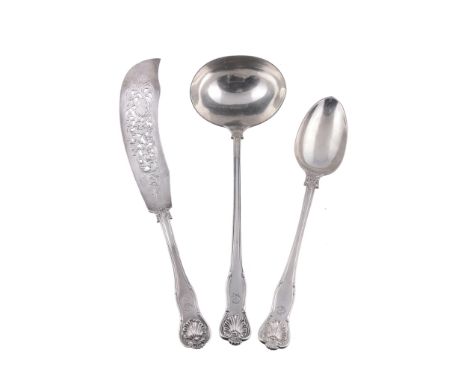  A matched silver King's Husk pattern table service,   various makers, mainly late 19th/early 20th century, engraved with a m