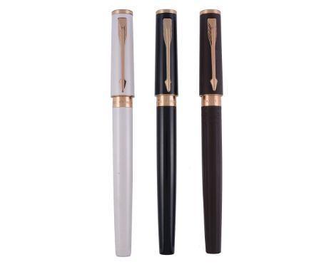  Parker, Ingenuity, a fineliner pen,   with a cream cap and barrel; Parker, Ingenuity, a fineliner pen, with a brown cap and 