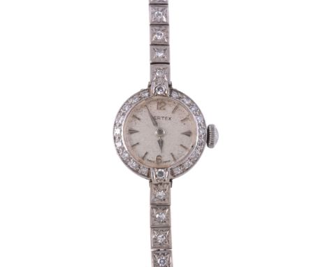  Vertex, ref. 214/0037, a lady's 18 carat white gold and diamond cocktail watch,   hallmarked London 1959, manual wind moveme