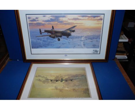 A limited editon Keith Woodcock Print, no. 60/500 of "The Home Coming" and a Coulson Print of a Lancaster Bomber