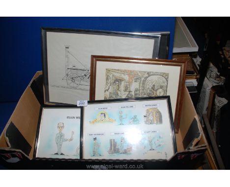 A quantity of prints including an Anton Pieck 'One Man Band', 'The Rocket, 1829','Cornish Beam Engine, 1812' etc.