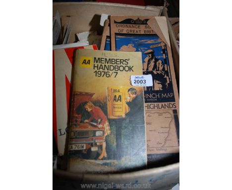 A box of Maps to incl Ordnance survey of Great Britain, AA hand books, etc 