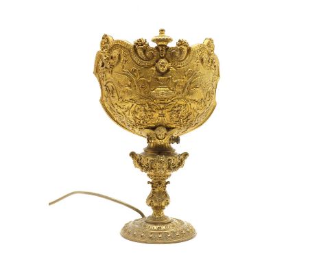 A Renaissance style gilt metal table lamp, lacking shade, 31cm highCondition report: in good condition