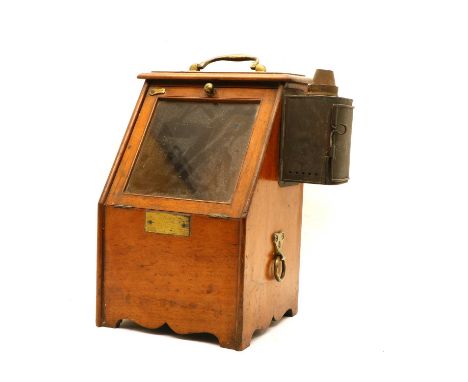 A 'Singer's patent' ship's binnacle compass, in mahogany carrying case with brass handles and spirit lamp side illumination, 