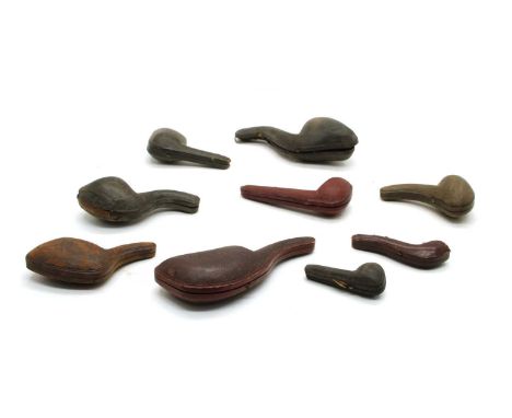 A quantity of loose pipe cases (qty)Condition report: Used and worn, some broken, spare hinges