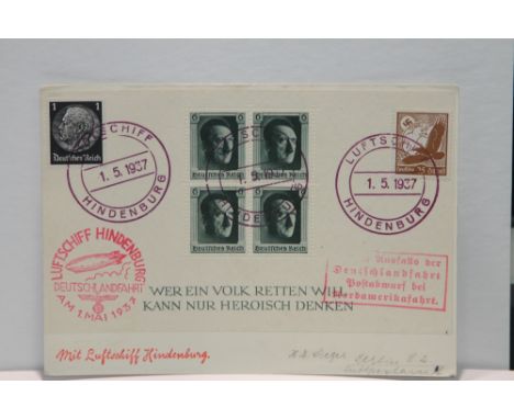 1937 LZ129 HINDENBURG, FRANKFURT TO KOLN FLIGHT COVER  The last flight before the Hindenburg's ill fated flight to the Lakehu