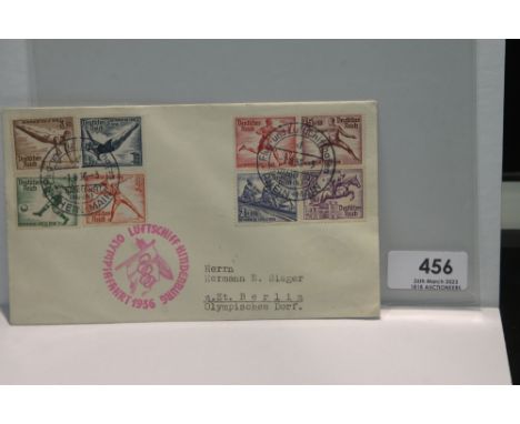 1936 LZ129 HINDENBURG BERLIN OLYMPIC GAMES FLIGHT COVER  Plain cover with a full set of the Olympics x 8. Cover flown from Fr