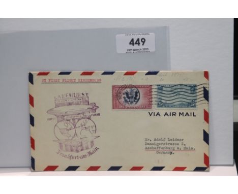 1936 LZ 129 HINDENBURG - 1ST NORTH AMERICAN RETURN FLIGHT COVER   Cover, illustrated and used on the first return flight on H