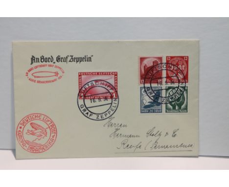 1934 LZ 127 GRAF ZEPPELIN, 8th 1934 SOUTH AMERICAN FLIGHT  Special 'on Board' Zeppelin mail envelope franked with a 1RM Zeppe