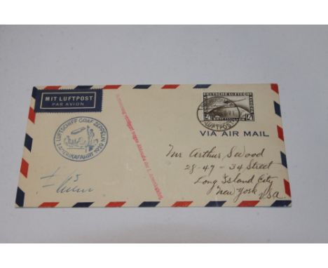 1929 LZ127 GRAF ZEPPELIN FLIGHT COVER, 2nd ATLANTIC CROSSING  Cover with 4RM Zeppelin Stamp, cancelled Friedrichshafen on 16t