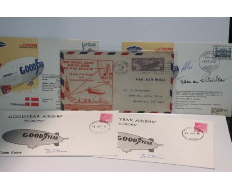 1930's-70's RANGE OF GOODYEAR BLIMP COVERS - SOME SIGNED BY PILOTS  5 cover, four from 1970's all Goodyear blimp covers, two 