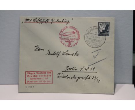 1937 LZ129 HINDENBURG, FRANKFURT TO KOLN FLIGHT COVER  The last flight before the Hindenburg's ill fated flight to the Lakehu