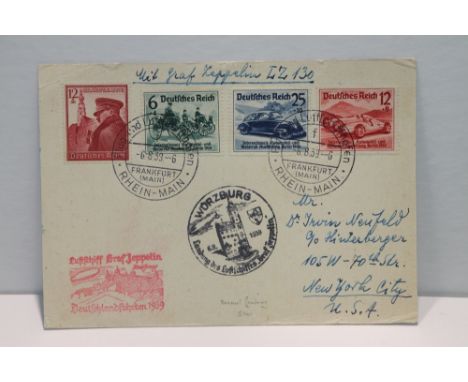1939 LZ130 GRAF ZEPPELIN II, WURZBURG FLIGHT COVER  Graf Zeppelin II cover on plain postcard with message to rear and posted 