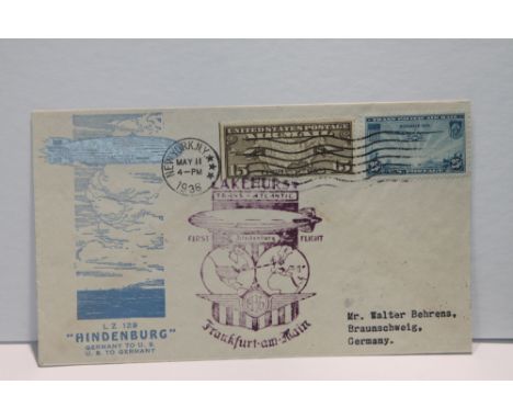 1936 LZ 129 HINDENBURG - 1ST NORTH AMERICAN RETURN FLIGHT COVER   Cover, illustrated and used on the first return flight on H