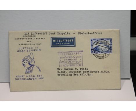 1930 LZ 127 GRAF ZEPPELIN FLIGHT COVER - NETHERLANDS FLIGHT  Cover with 2RM Zeppelin stamp, with cover flown from Friedrichsh