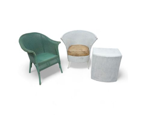 Lloyd Loom - two bedroom chairs and linen basket 
