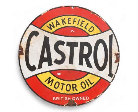 Castrol enamel sign, 'Wakefield Castrol Motor Oil' Dimensions: Depth/Diameter:&nbsp;61cm