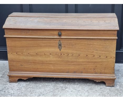 A large antique Continental faux grained dome top trunk, 121cm wide.