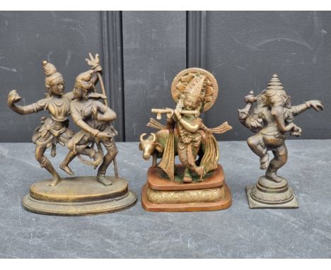 Three Indian bronze figures, largest 17.5cm high.