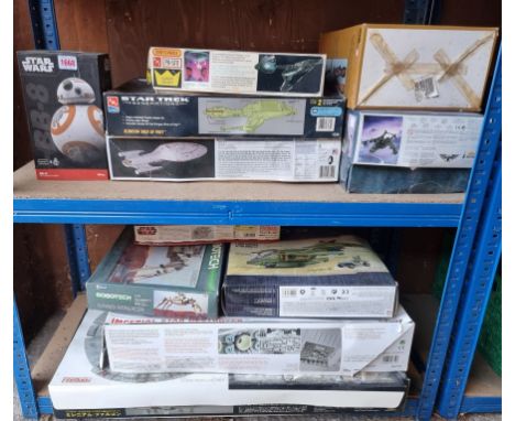 Model kits: a large collection of various unmade kits, to include a Revell 'Star Trek U.S.S Voyager'; two different Fine Mold