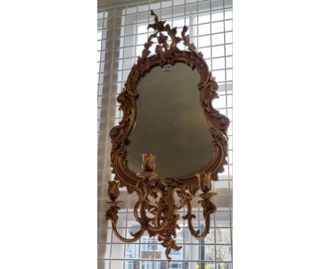 A rococo style gilt painted girandole, 87cm high x 44.5cm wide.