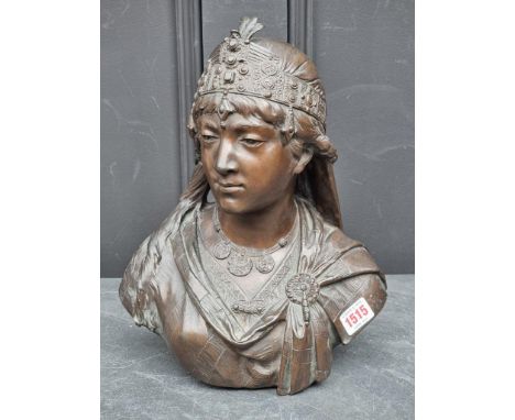 Cesar Ceribelli,&nbsp;a bust of an Islamic lady, bronze, 32cm high.