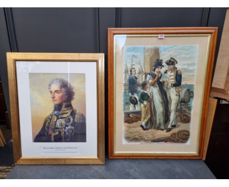 A scarce colour print of 'The Last Sailing Orders Of Lord Nelson', 62.5 x 43.5cm, (probably trimmed); together with another p