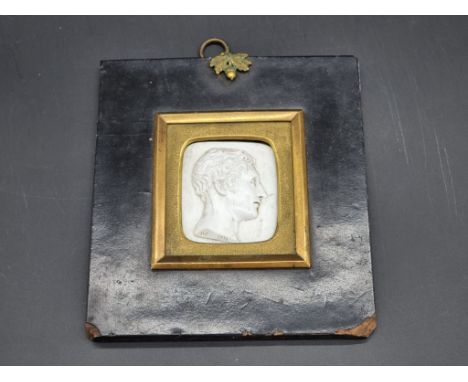 An early 29th century porcelain intaglio portrait, initialled 'H.F' and dated 1816, 5.5 x 4.5cm.