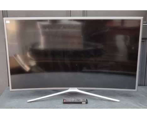 A Samsung 40in curved smart television, model: UE40K6300AK, with remote control.