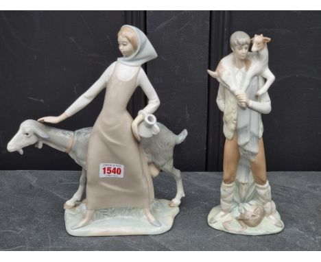 Two Lladro figure groups, largest 28cm.