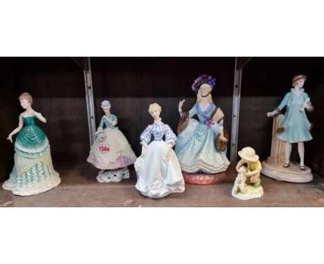Five Royal Worcester figures; together with a Peggy Davies figure, (chips to fingers). (6)