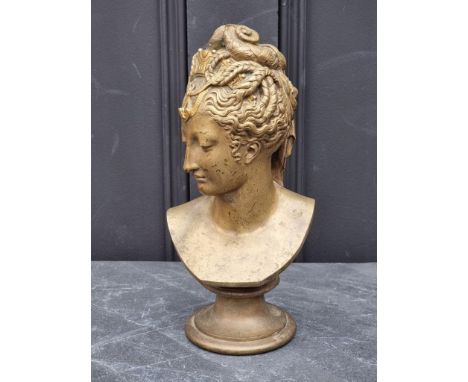 After J Goujon, a gilt bronze bust of Diane de Poitiers, 26cm high.