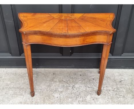 A satinwood, crossbanded and line inlaid serpentine console table, 91.5cm wide.