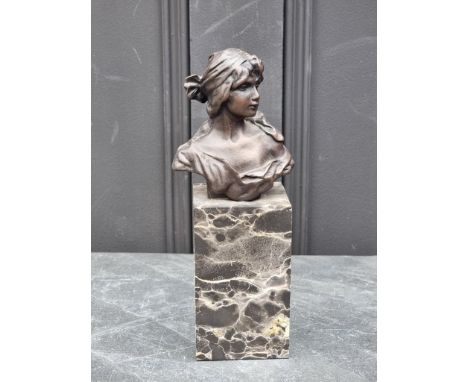 After Emmanuel Villanis, 'Cendrillon', inscribed 'Lebeau', bronze, on marble socle, 23cm high.