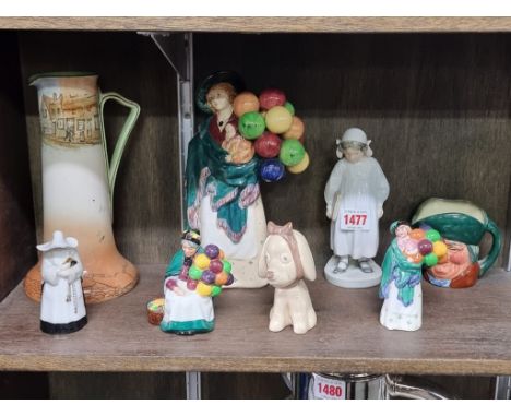 A small group of Royal Doulton; together with a Royal Copenhagen figure, 17cm high; a Royal Worcester candle snuffer; and a S