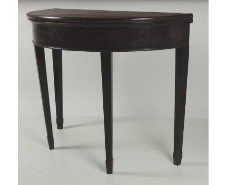 A plain Georgian mahogany demi-lune Tea Table, on four square tapering legs; and a small circular mahogany Occasional Table o