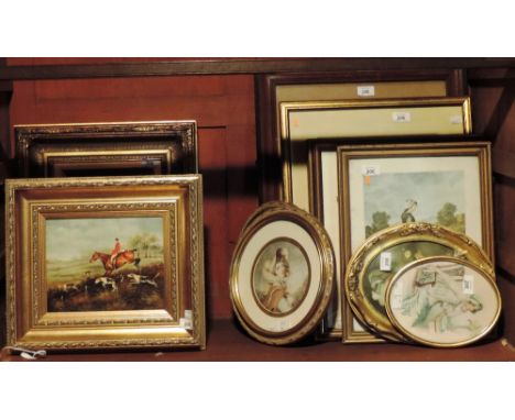 Large collection of modern coloured and other Prints, some reproductions, in attractive gilt frames, various scenes including