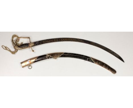 A rare early 19th Century Irish Officer's Sabre, by J. Read, College Green, Dublin, the gilt brass stirrup hilt mounted with 