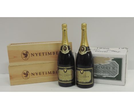 Wine - Sparkling, 1996 & 1998 Nyetimber Blanc de Blancs. 2 - 1 1/2 Litres Bottles, wooden cases, and 5 Regular Bottles, card 