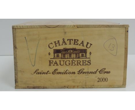 Wine - Red Bordeaux: 2000 Chateau Faugeres, St. Emilion Grand Cru, 12 Bottles, wooden case, unopened. (12)