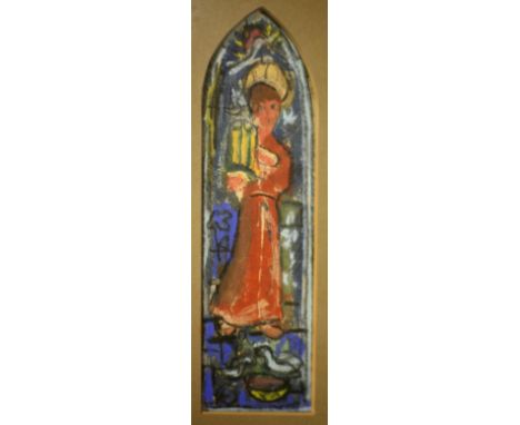 Evie Hone, H.R.H.A. (1894 - 1955)

Watercolour: Stained glass design - "Saint Cecilia," approx. 19cms x 6cms (7 1/2" x 2 1/2"