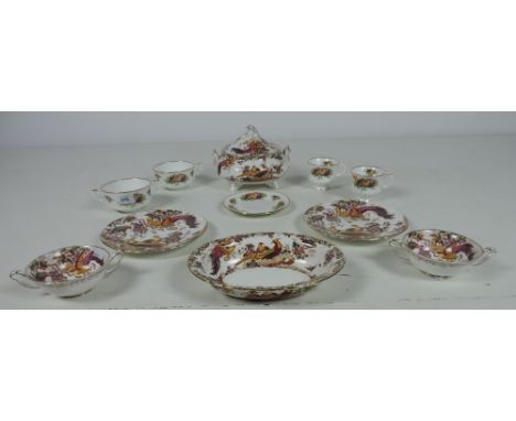 A very attractive Royal Crown Derby 40 piece Dinner Service, (6 place setting) 'Olde Avesbury' design decorated with exotic b