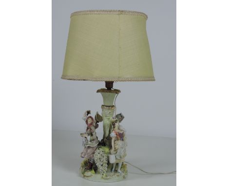 A 19th Century Sitzendorf Figural Table Lamp, mounted with female figures of The Four Seasons. (1)