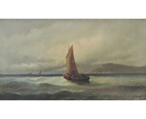 Alfred Godchaux, 1835-1895, French School

"Fine Seascape with Fishing Boat in foreground, other Shipping beyond," O.O.C., 32