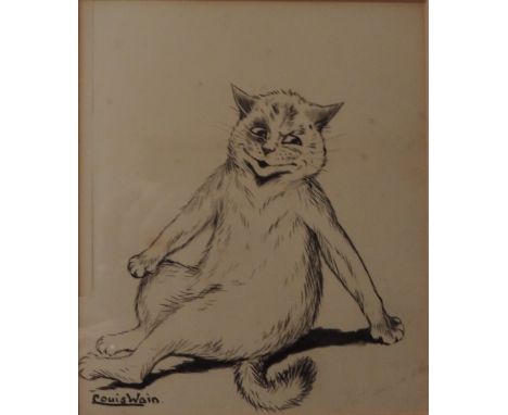 Louis Wain (1860 - 1939)

Pen & Ink Drawing "Tell me a Story," a sketch of a smiling cat resting, approx. 23cms x 20cms (9" x